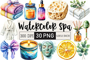 Watercolor Spa Clipart, an Illustration by Black Bird Studio (Thumbnail 1 of 6)