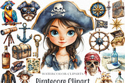 Watercolor Piratecore Clipart Bundle, an Illustration by Craft Nest (Thumbnail 1 of 6)