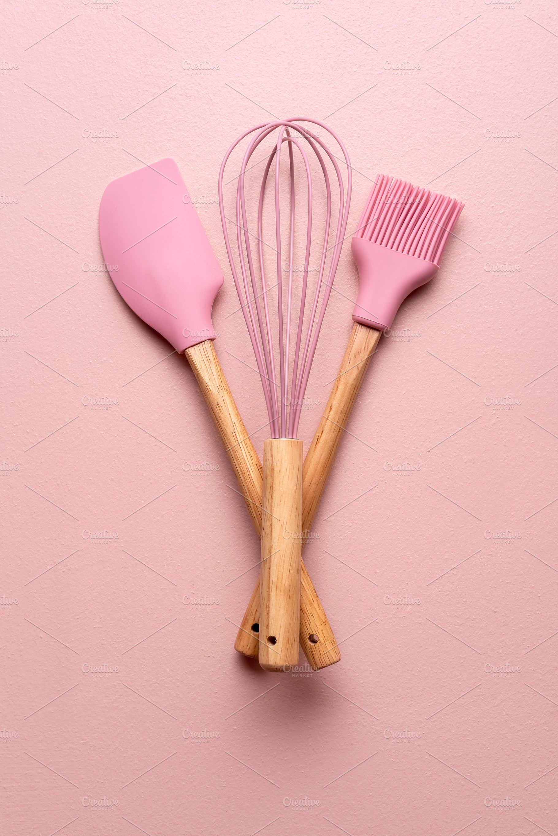 Baking tools on a pink table. Kitche, a Food & Drink Photo by YesPhotographers