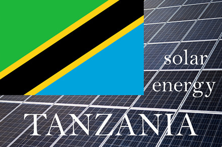 Solar energy panels with Tanzania flag background.  Sustainable, a Background Photo by AS photostudio