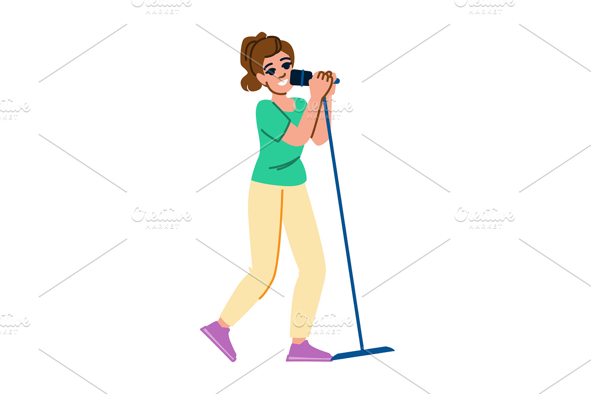 Young singer performing with, an Illustration by pikepicture
