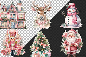 Watercolor Baby Pink Christmas PNG