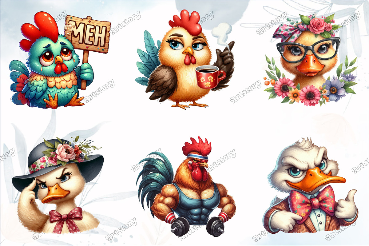 Sarcastic Chickens and Ducks Clipart, a Graphic by designcity5 (Photo 3 of 5)