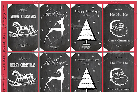 Digital Chalkboard Christmas Tags preview 2
