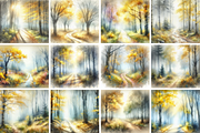 Autumn Glow Forest Path Art, a Seasonal Illustration by Flourish Spark (Thumbnail 2 of 4)