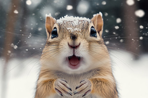 Adorable Chipmunk Snow Surprise Wint, an Animal Photo by Pixeness Studio