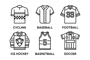 Popular Sports Jersey Icon Set, a Sport Illustration by Buqancreative