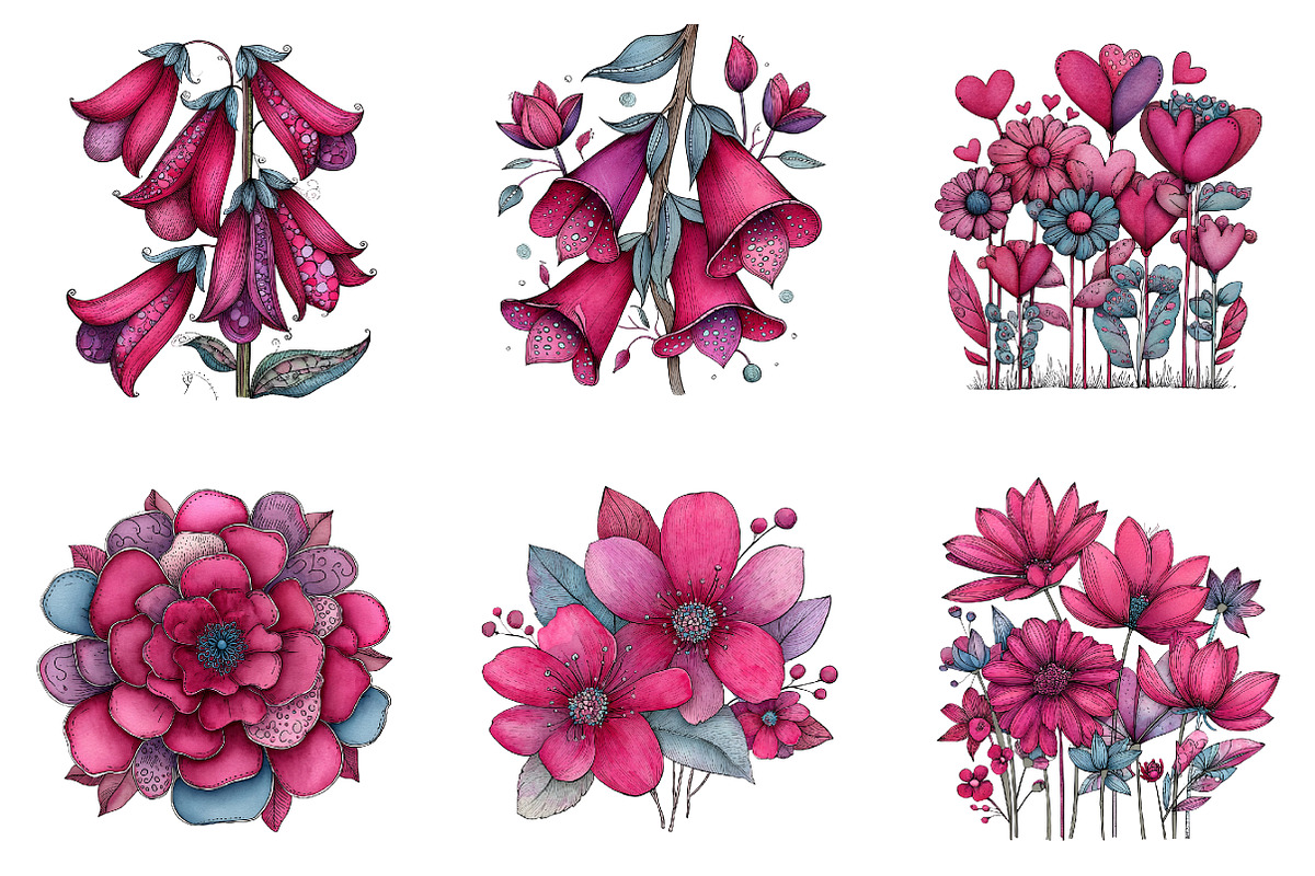 Whimsical spring wildflower clipart, an Illustration by SinaCreation (Photo 5 of 11)