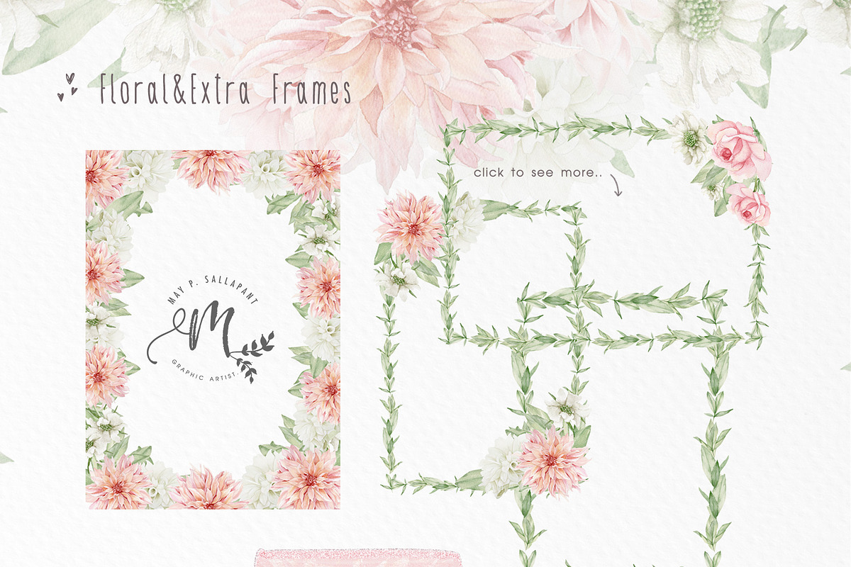 BlushPink Watercolor Floral Clipart, an Illustration by May • SHO (Photo 9 of 15)