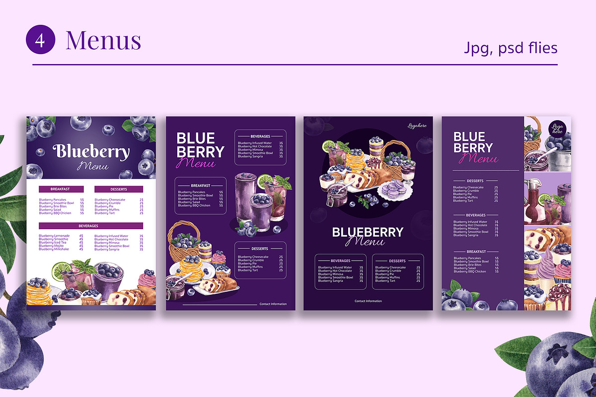Blueberry Watercolor Hand Drawn, a Food Illustration by CreativeValuation (Photo 5 of 17)