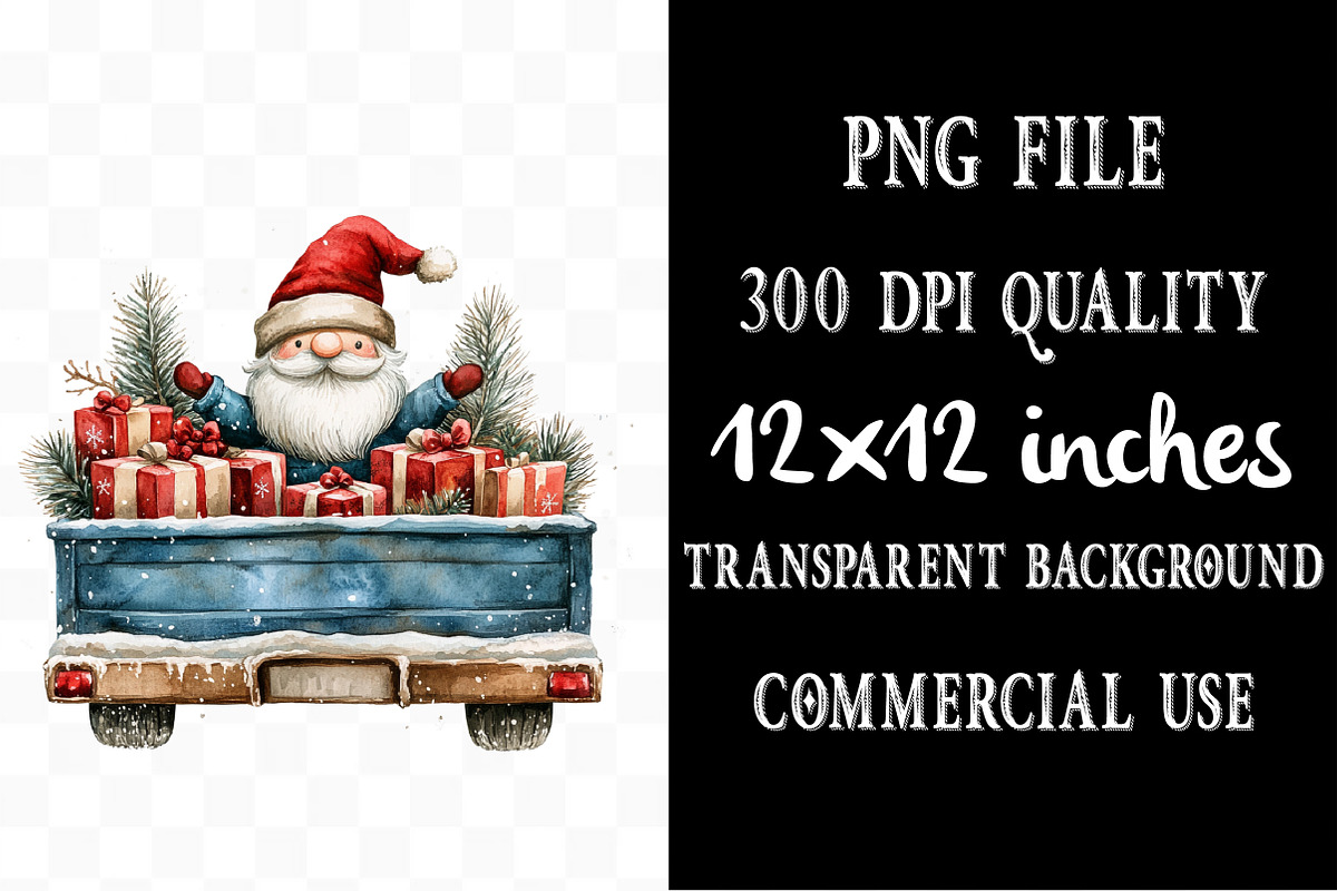 Christmas Gnome and Truck Clipart, an Illustration by Designking (Photo 4 of 5)