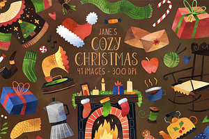 Watercolor Cozy Christmas Clipart