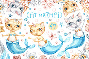 Cat Mermaid watercolor clipart, an Animal Illustration by UlitkaStudio (Thumbnail 1 of 10)