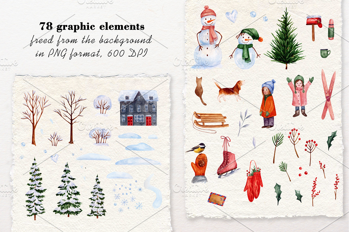 Winter. Watercolor collection, a Seasonal Illustration by a_ptichkina (Photo 2 of 5)
