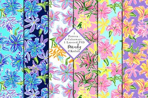 Preppy Floral Seamless Pattern PSD