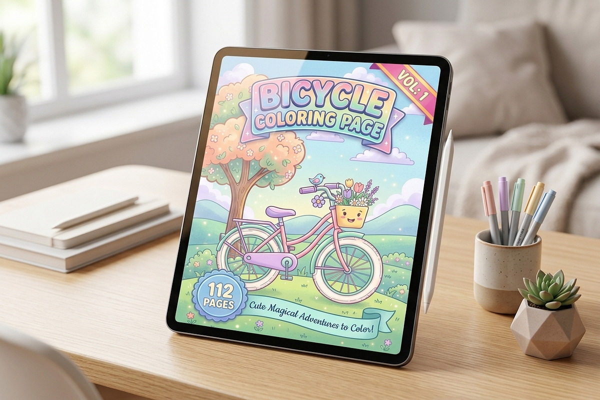 112 Bicycle Coloring Pages for Kids, a Transportation Illustration by ikarifq shop (Photo 2 of 5)