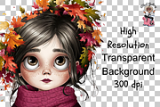 Funny Girl Fall Leaves Autumn PNG, a Graphic by Clipart Bloom (Thumbnail 11 of 11)