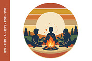 Friends sitting around campfire art, a Person Illustration by nandinigraphics (Thumbnail 2 of 3)