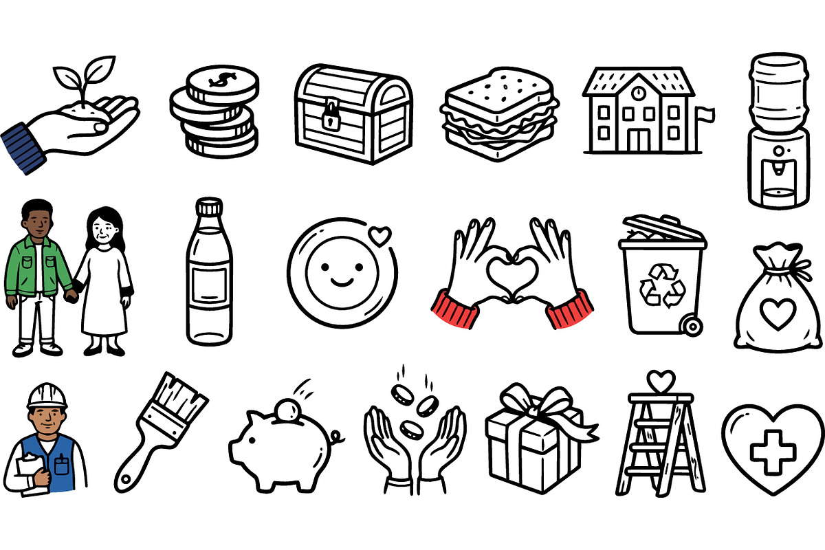 Charity Donation Icon Set, an Illustration by designvectx (Photo 2 of 3)