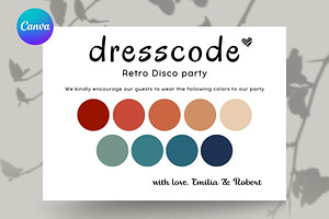 Disco Retro Party Dresscode Card