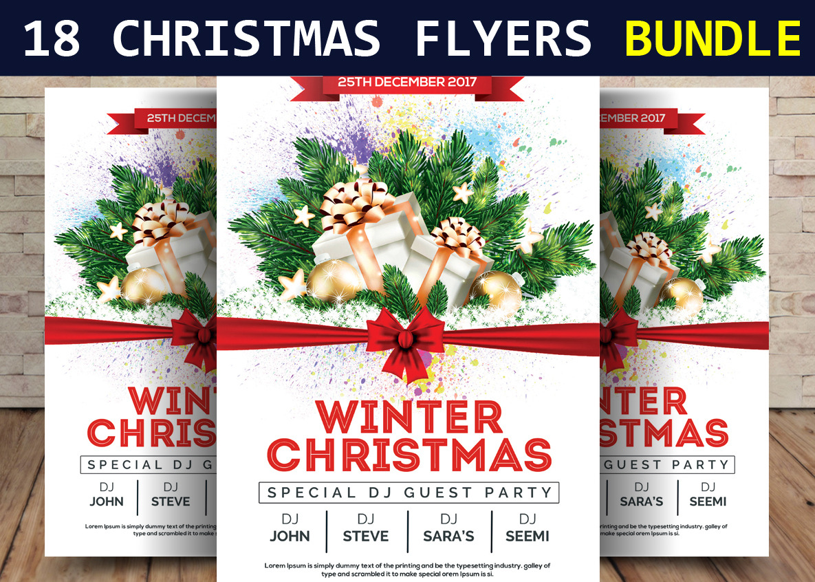18 Winter & Christmas Flyers Bundle, a Flyer Template by graphicforest