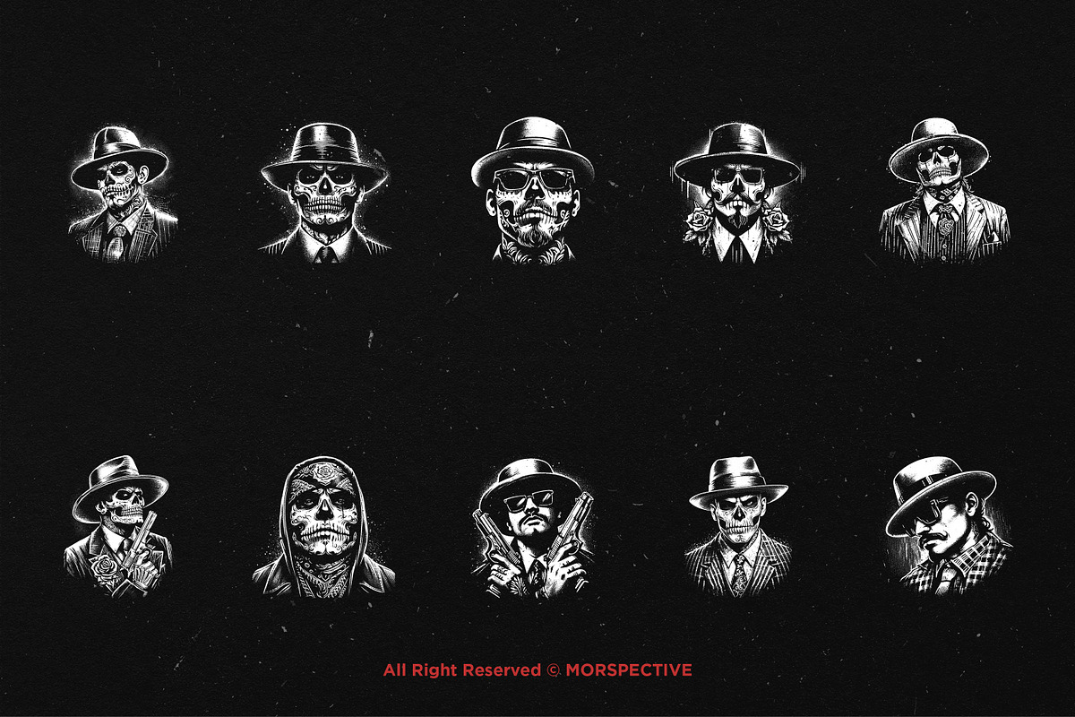 10 Bundle Dark Art Chicano Gangster, an Illustration by Morspective (Photo 6 of 7)
