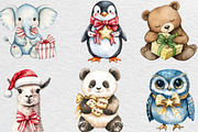 Cute Animal Christmas Clipart, an Illustration by Black Bird Studio (Thumbnail 4 of 6)