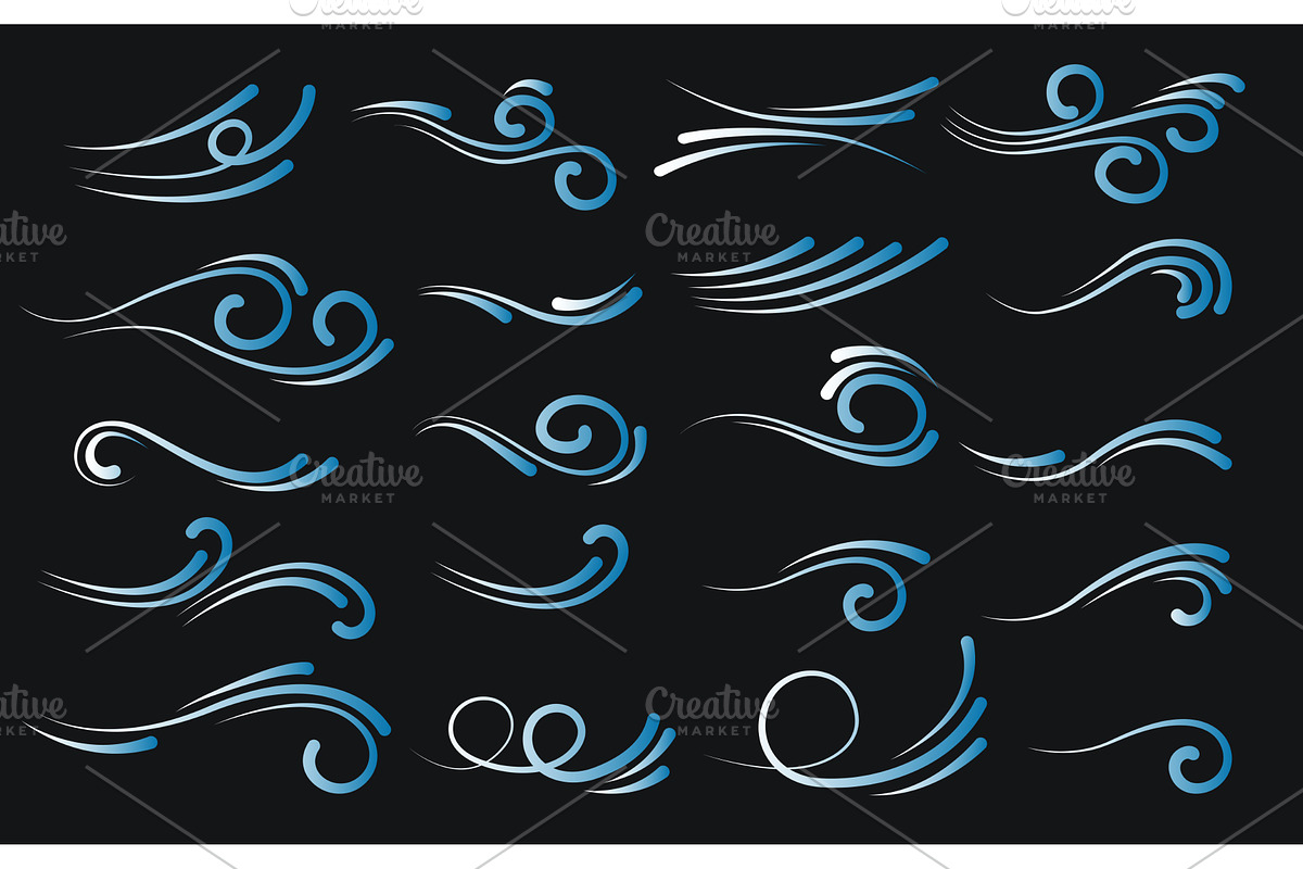 Icon set depicting waves and water, an Illustration by Tati_Kli