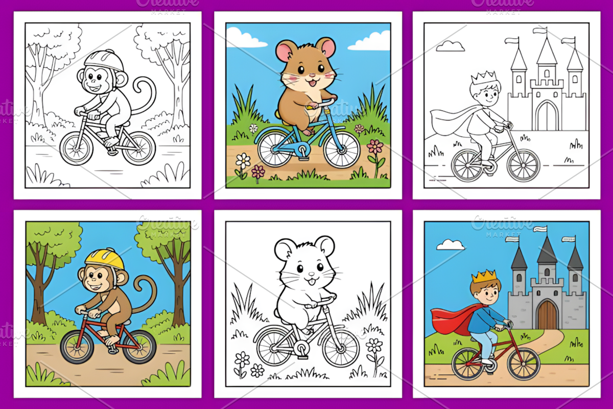 Little Riders Coloring Pages for Kid, a Decorative Illustration by Design Station (Photo 2 of 4)