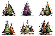 Whimsical Christmas Trees Clipart, an Illustration by designcity5 (Thumbnail 3 of 5)