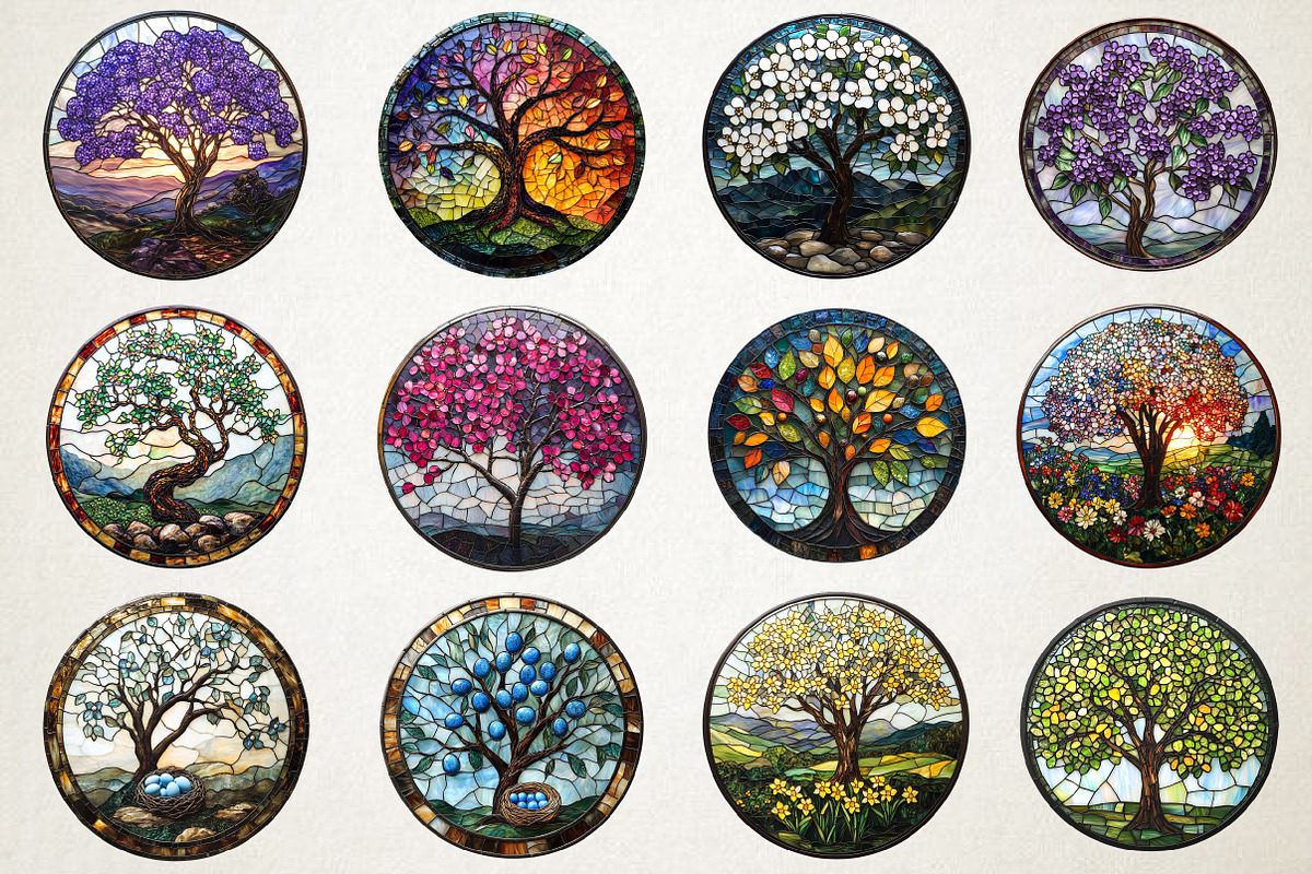 Spring Tree Stained Glass PNG, an Illustration by RobertsArt (Photo 2 of 5)