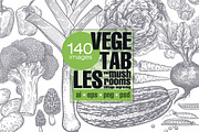Vegetables and mushrooms., a Food Illustration by MarinaVorontsova (Thumbnail 1 of 10)