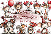 Whimsical Birthday Party Animals Png, an Illustration by Craft Nest (Thumbnail 1 of 11)