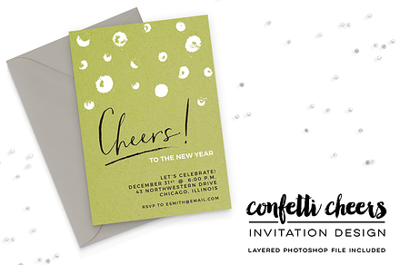 Confetti Cheers New Years Invitation