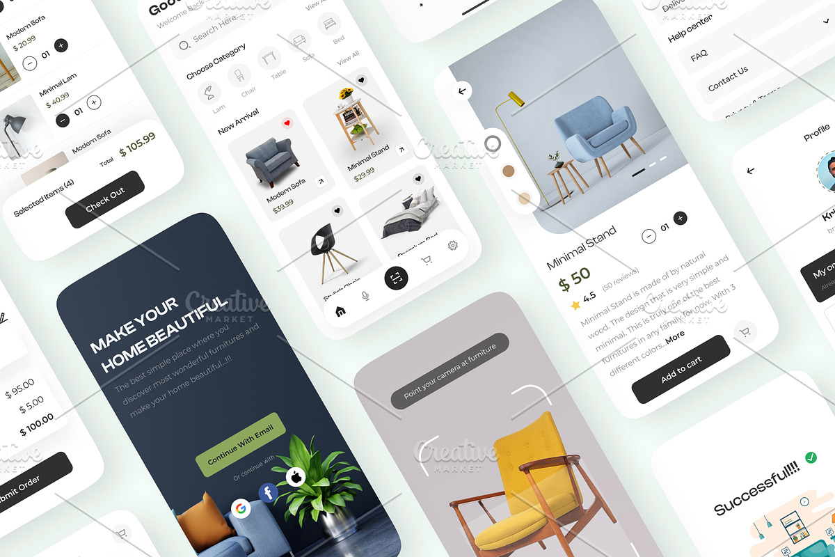 Furniture Shopping App UI Kits, an App Template by uiwarrior (Photo 2 of 6)