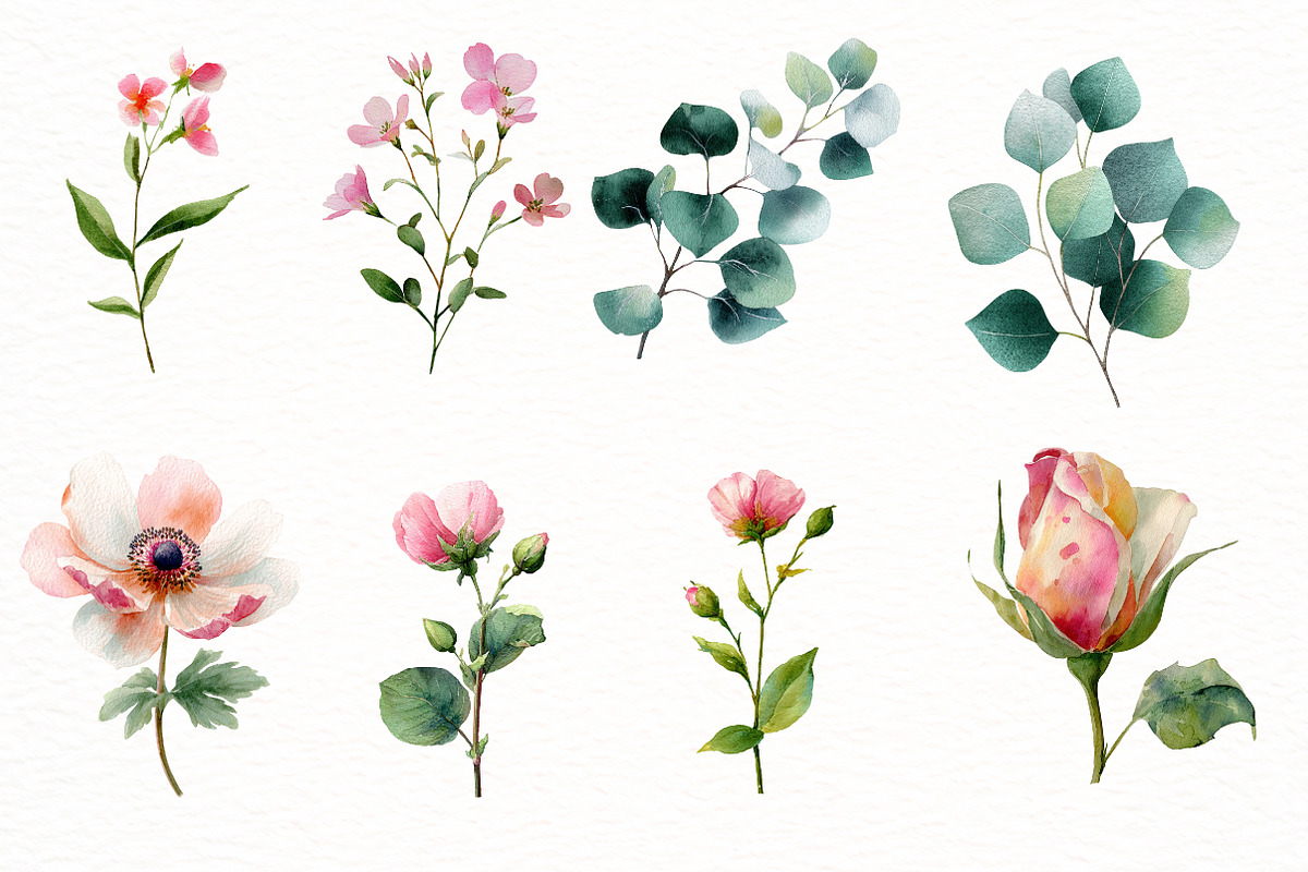 Romance Floral, Watercolor clipart, an Illustration by Designworld (Photo 2 of 5)