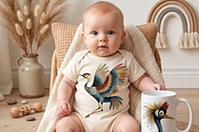 WHIMSICAL FOLK CRANE BIRD CLIPART, an Animal Illustration by Daring Digies (Thumbnail 9 of 9)