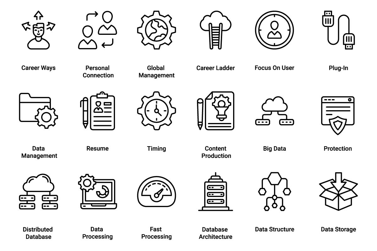 Data Management, an Outline Icon by Color Cubes (Photo 3 of 5)