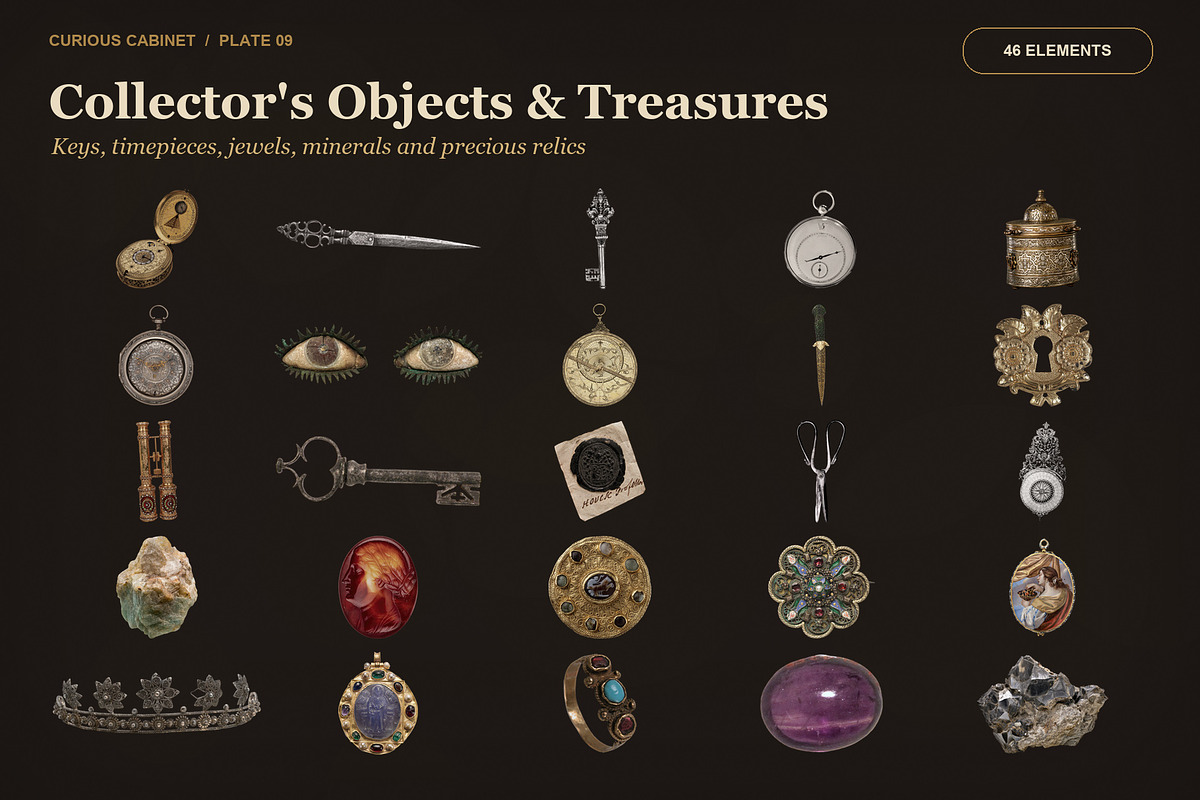 Curious Cabinet Collage Kit, an Object Graphic by Le.nart (Photo 9 of 15)