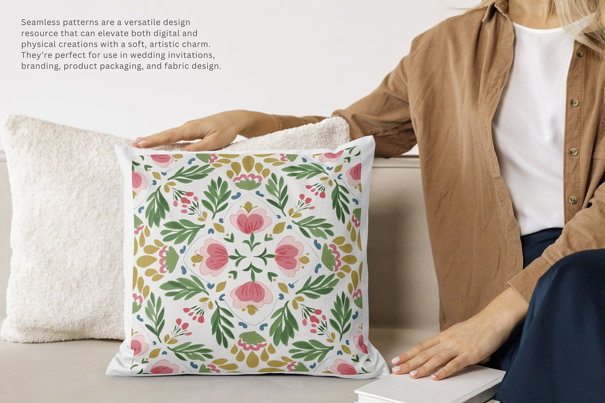 folk floral tile seamless pattern, a Pattern Graphic by Pink Studio Art (Photo 5 of 5)