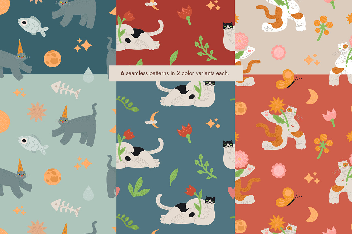 Cat stickers. Vector set. + Pattens., a Pattern Graphic by anna khramtsova (Photo 5 of 14)