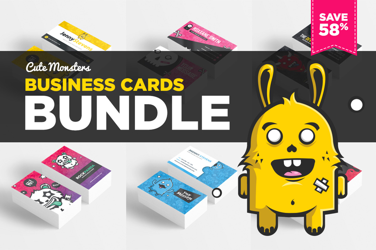 Cute Monsters Business Card Bundle, a Business Card Template by Odin_Design (Photo 1 of 12)
