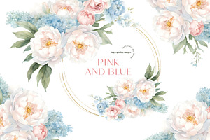 Blue And Pink Flowers Clipart