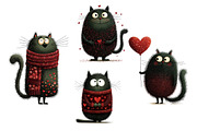 Whimsical Valentine Cat Clipart, an Illustration by Dream Creation (Thumbnail 6 of 7)