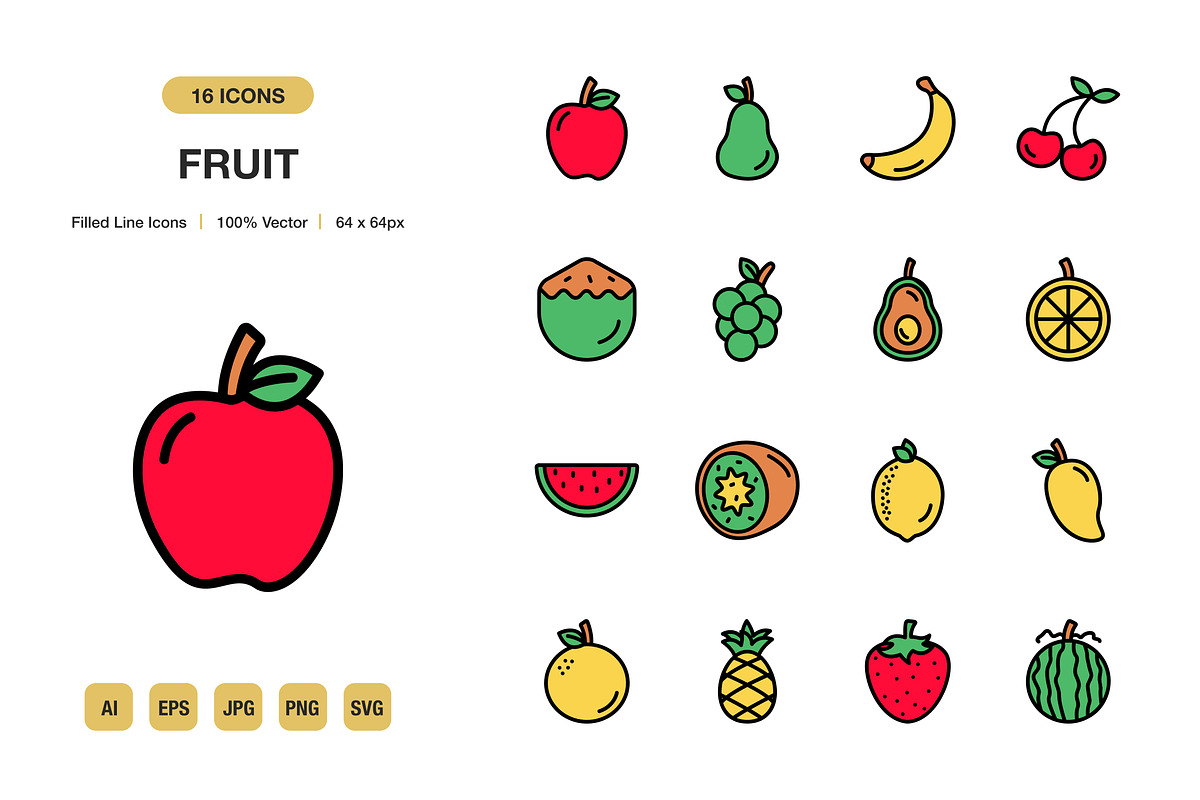 Fruit Color Icons, an Icon by Spacepixel Creative