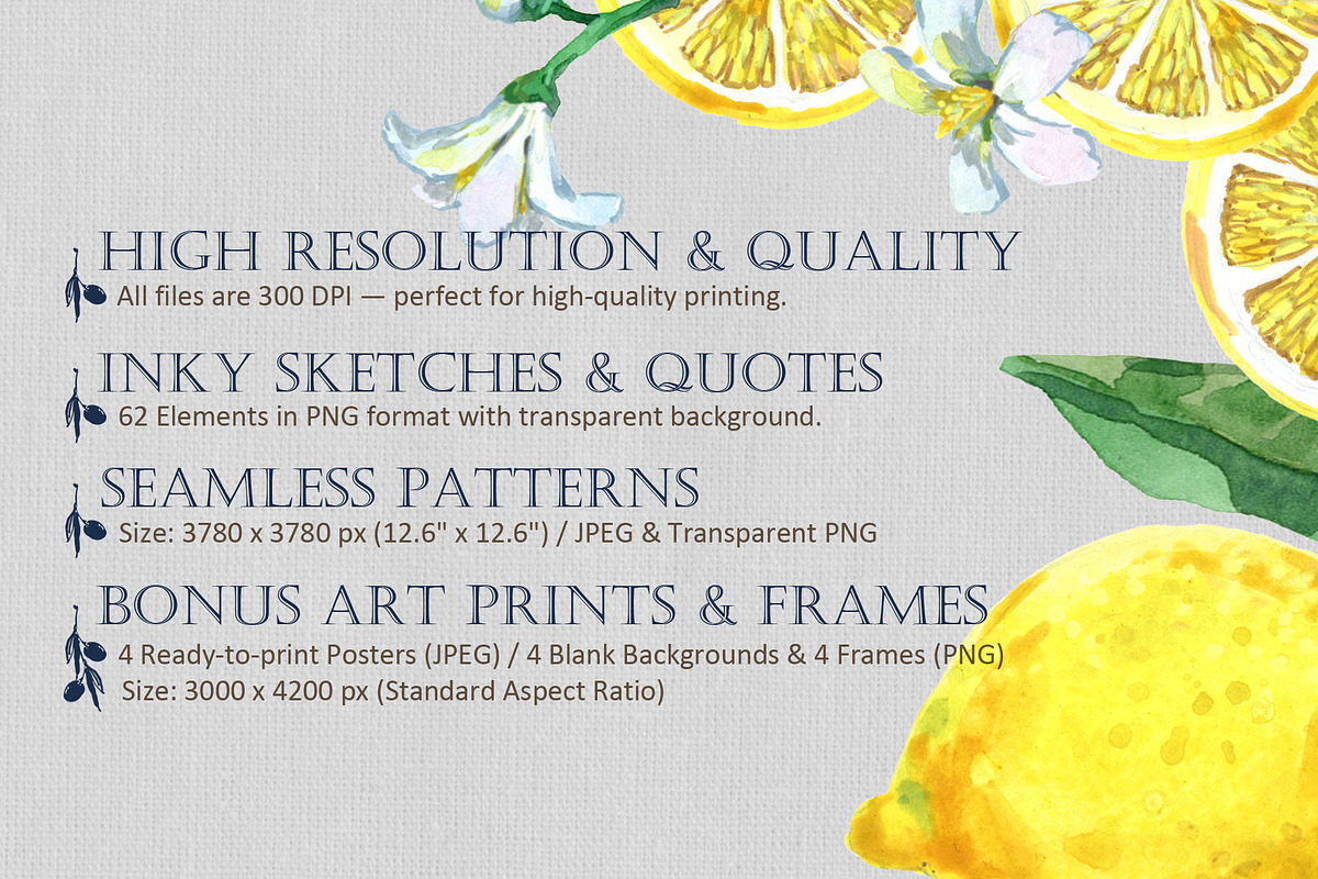Amalfi Lemon Watercolor & Ink Kit, an Object Illustration by FineArt (Photo 10 of 10)