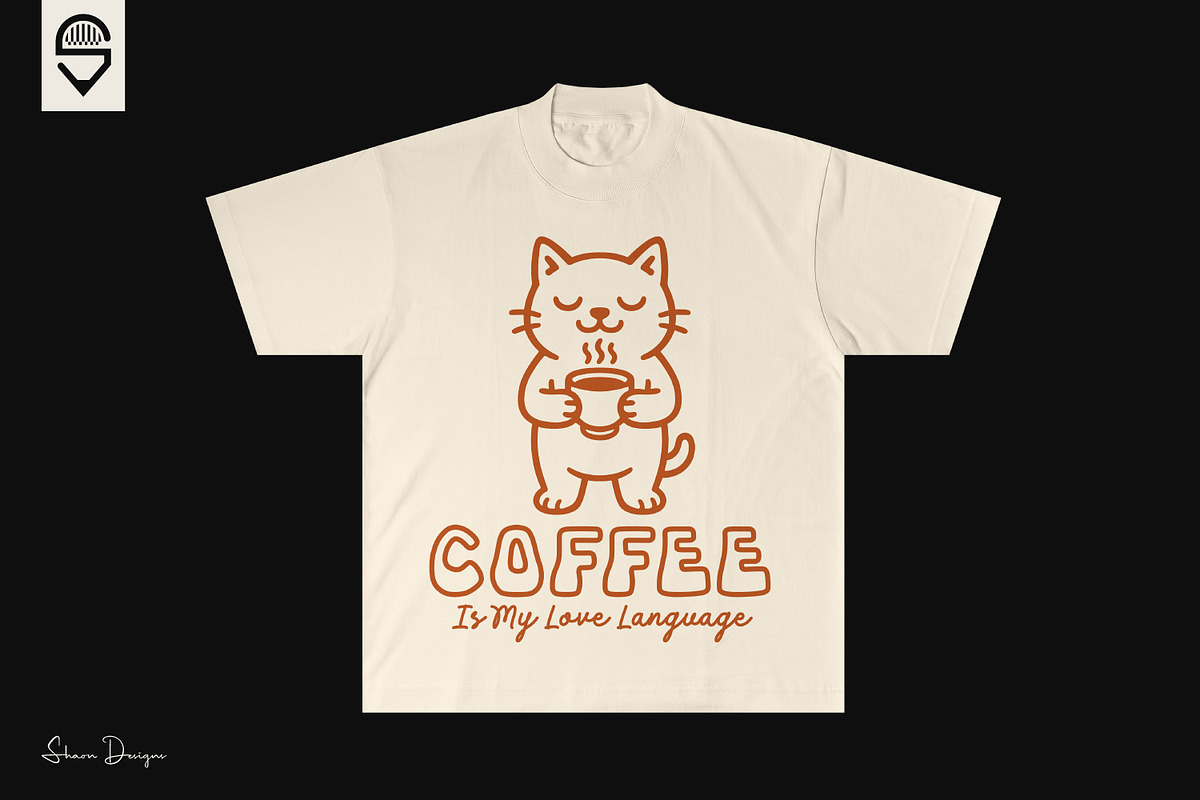 Cute Cat Coffee Lover Design, an Animal Illustration by shaondesigns (Photo 4 of 4)