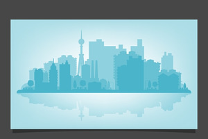 Vector Urban Skyline With Relections