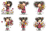 Girl & Flower Spring Clipart, an Illustration by CraftArtStudio (Thumbnail 3 of 6)