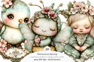 Whimsical Spring Clipart, an Illustration by SinaCreation